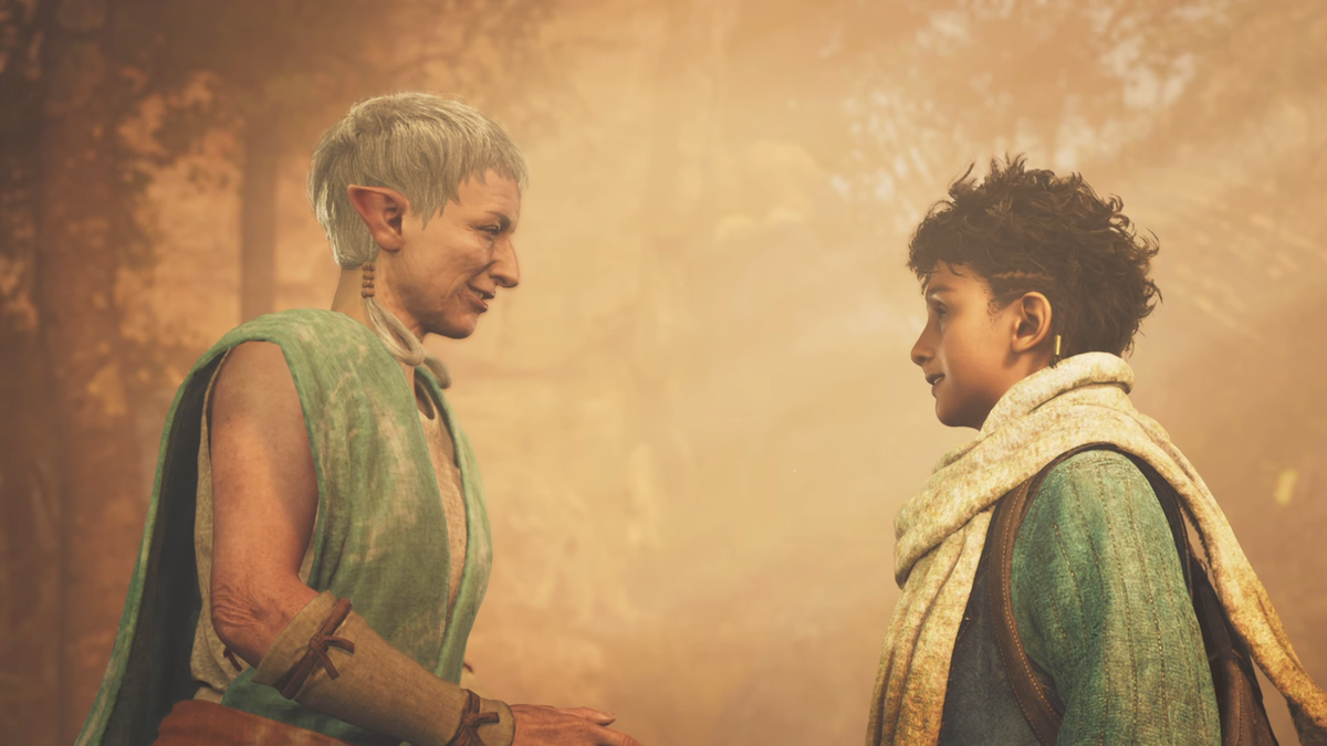 MHWildsのスクリーンショット。耳の方がナタと向き合っている